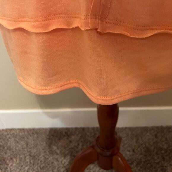 Hopely popover top orange knit raw seaming short sleeve loose fit tunic tee Sz M - Picture 7 of 9